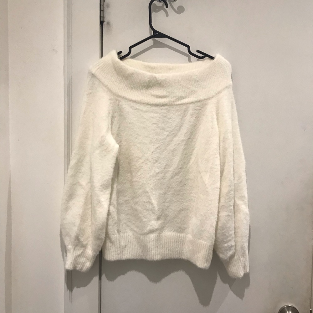 Off-The-Shoulder Fuzzy Sweater